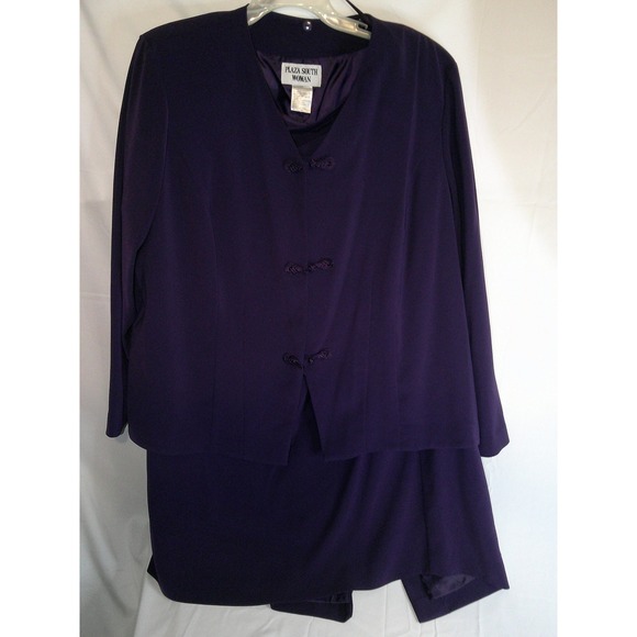 Vintage Plaza South Woman 2 Piece Skirt Suit Set Formal Purple Plus Size 20W - Picture 1 of 3